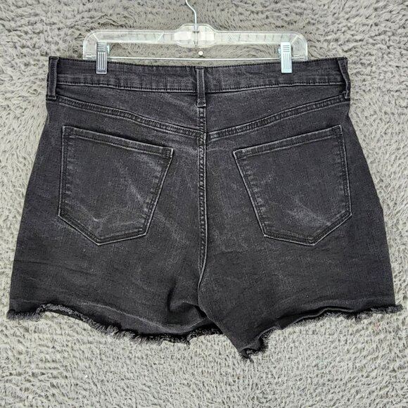 Old Navy Shorts Womens 16 Black High Rise Button Fly Denim Jean *GUC* - Picture 8 of 11